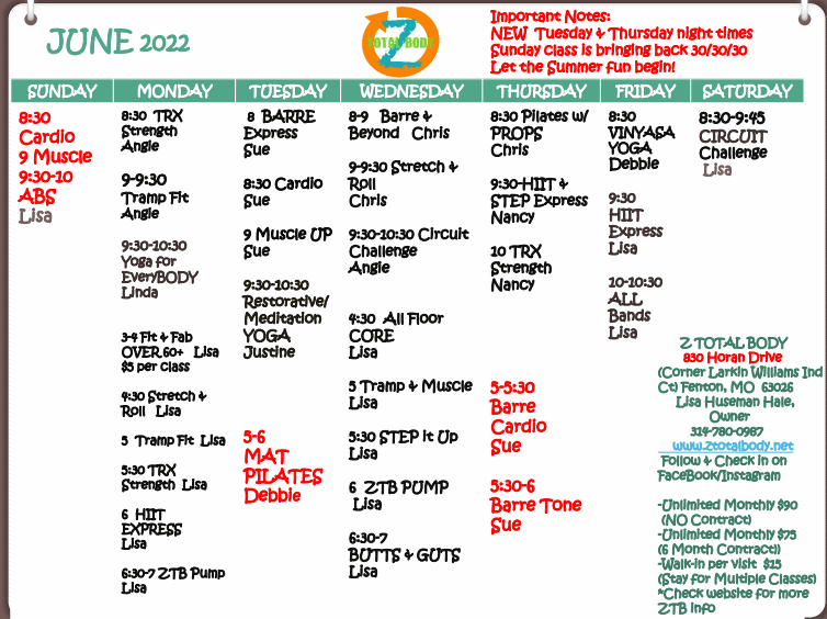June 2022 ZTB Schedule
