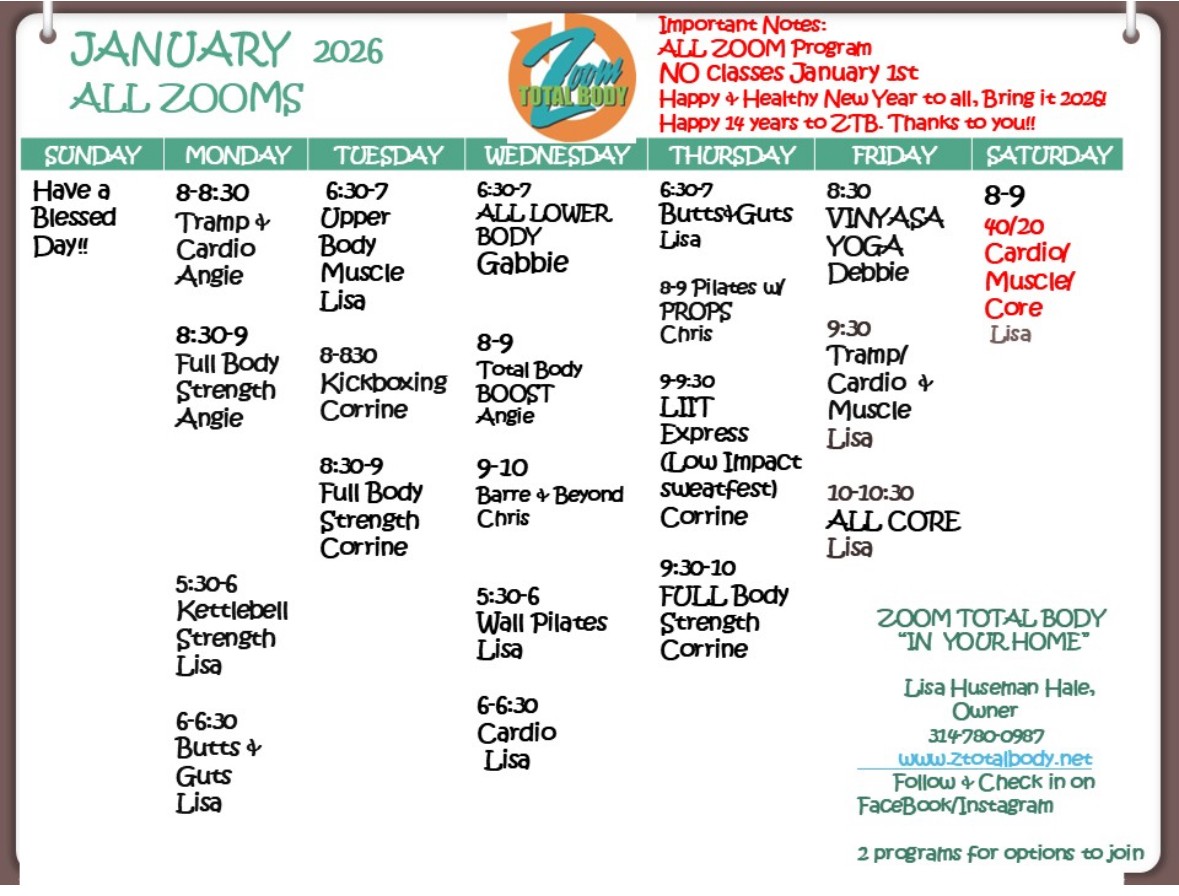 January 2026 ZTB Schedule