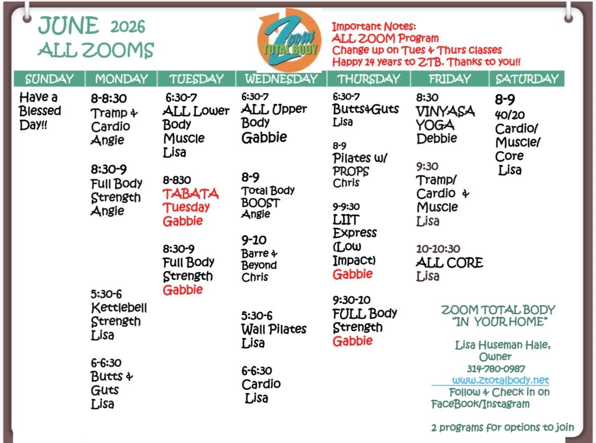 June 2026 ZTB Schedule